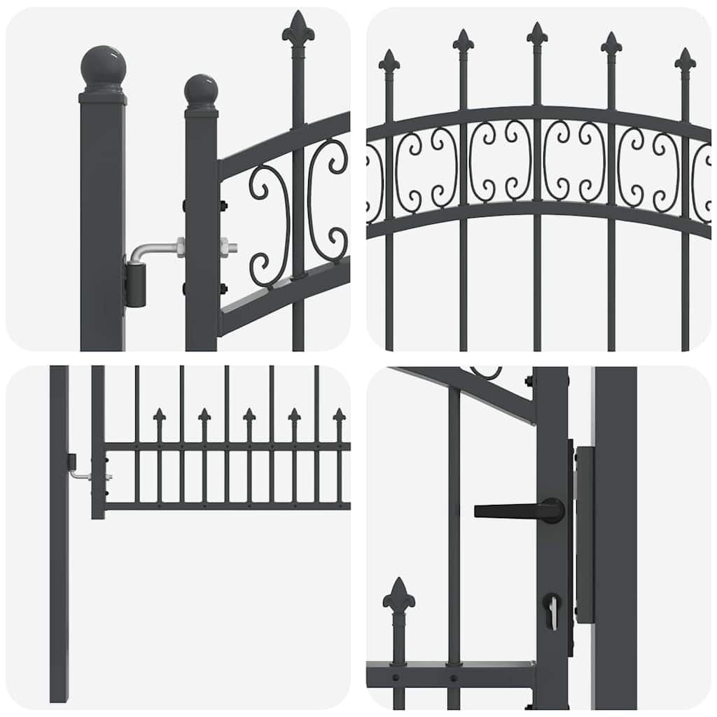 vidaXL Puerta de Cerca con Punta de Lanza KAMPEN 103 x 75 cm Acero, Puerta de cercas tradicionales, seguridad para jardín y terraza, entrada rústica para tu patio