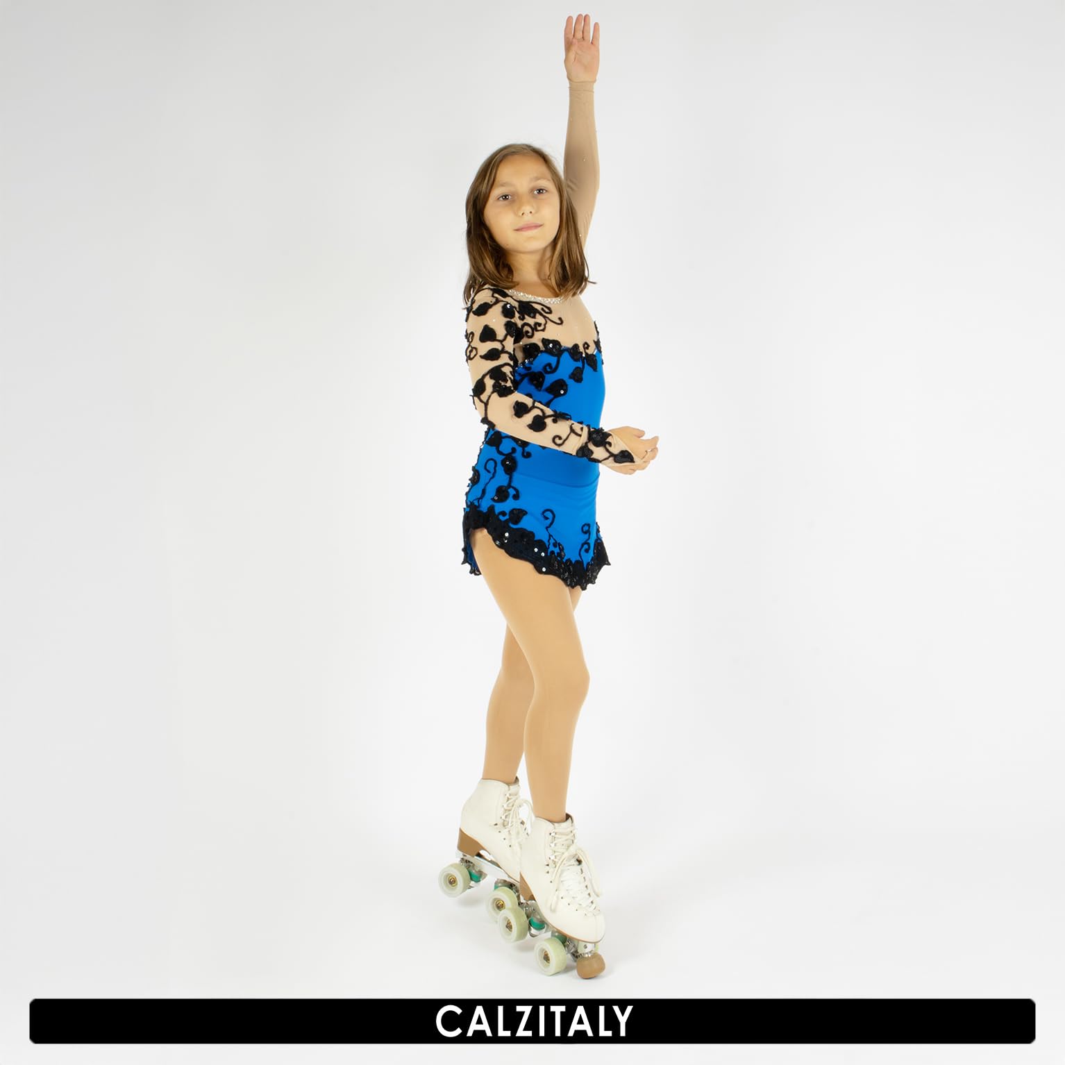 CALZITALY Mallas de patinaje para niñas, medias de patinaje artístico, medias opacas para niñas, 80 DEN, Roller, hielo, fabricadas en Italia