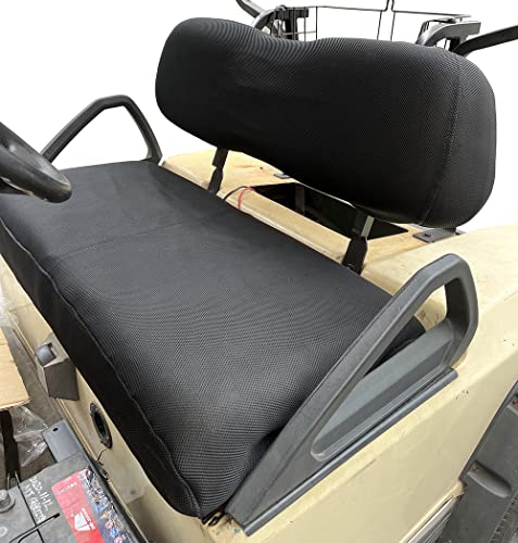 Dr.Acces Golf Cart Seat Cover | Polyester Mesh Seat Cover |Breathable Bench Seat Cover for EZGO TXT & Club Car DS (Black(Seat+Seat Back Cover))