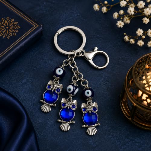 Image of GJ Premium Turkish Evil Eye Keychain for Car, Bike & Home | Nazar Protection Keychain, Good Luck Charm | Spiritual Metal Key chain for Men & Women