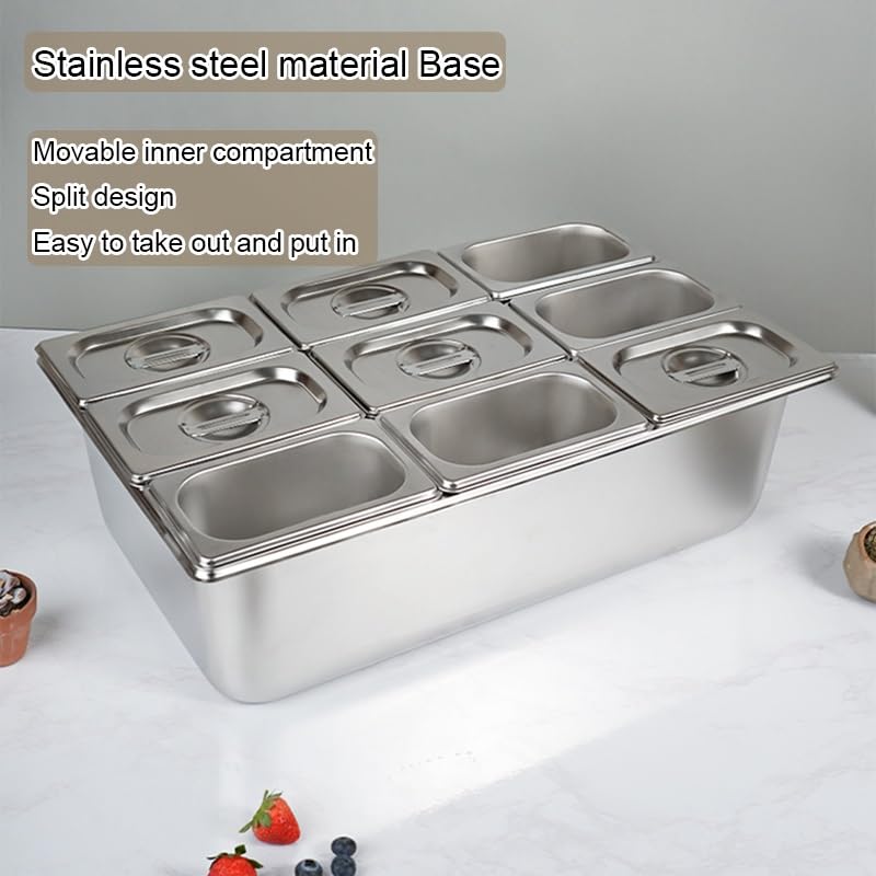 Espositore portatile per insalate e pizza, per servire cibi freddi per feste, catering ed eventi, stazione buffet, argento-A H