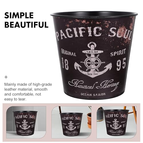 Bote de basura decorativo estilo europeo de hierro negro miniatura 3
