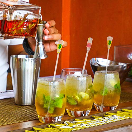 Auear 10 Pack Swizzle Sticks Acrylic Colorful Cocktail Drink Stirrer Clear Shafts For Bars Cafes Restaurants Home Use thumb #2