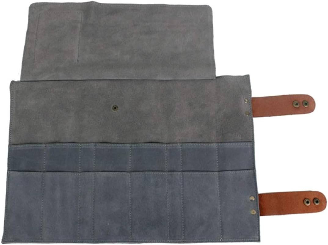 UPKOCH Leather Hairdressing Scissor Bag with 12 Slots for Organizing Tools, Roll-up Design Professional Styling Tools Bag for Beauty Salon Use