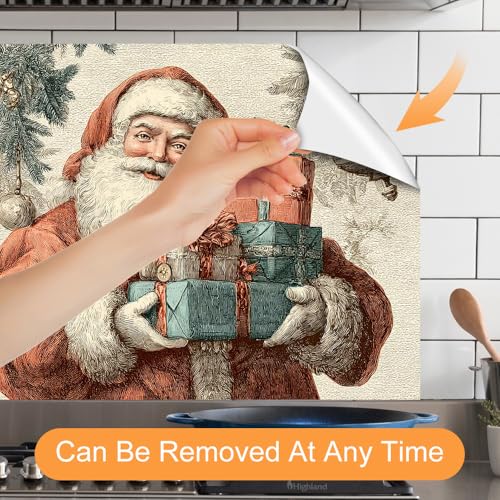 Image of Vintage Santa Gift Backsplash Peel and Stick, 35.4x23.6 in