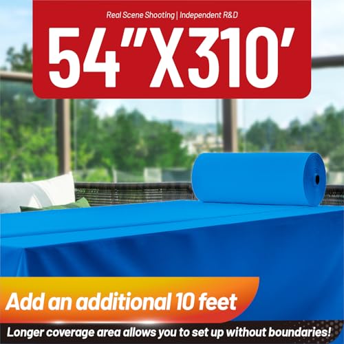 Image of Plastic Table Cloth, 310 Ft X 54 in Disposable Tablecloth Blue Tablecloth Premium PEVA Plastic Table Cloth Disposable with Any Cut Sliding Cutters for Picnics, Parties, Birthdays, Festivals