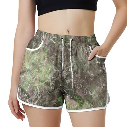 AYUNIX Women's Running Shorts with Pockets Quick Dry Performance Shorts for Women Green Athletic Workout Gym Shorts, Medium