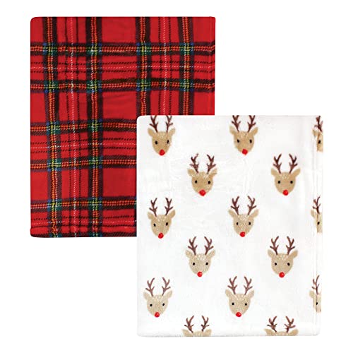 Image of Hudson Baby Unisex Baby Silky Plush and Coral Fleece Blanket, Rudolph, 30x36 inches
