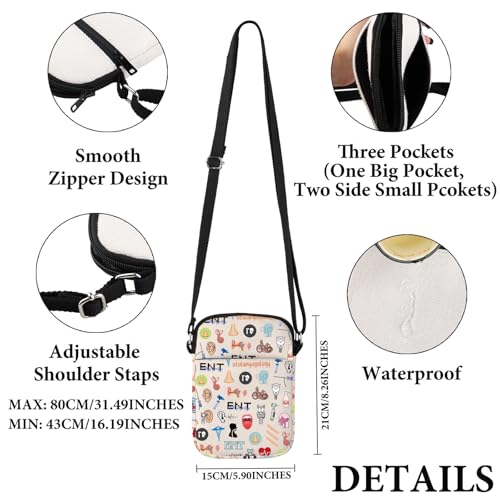 VAMSII Future ENT Gift Otolaryngology Design Crossbody Bag ENT Doctor Nurse Travel Bag Otolaryngologist Gift2