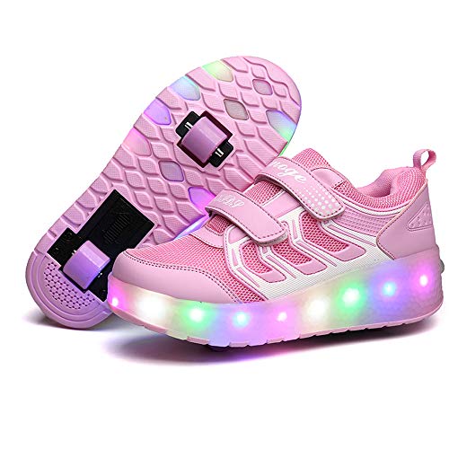 USB Rechargeable Roller Shoes Sneakers for Boys Girls Kids Gift LED Light Up Wheels Shoes Roller Skates