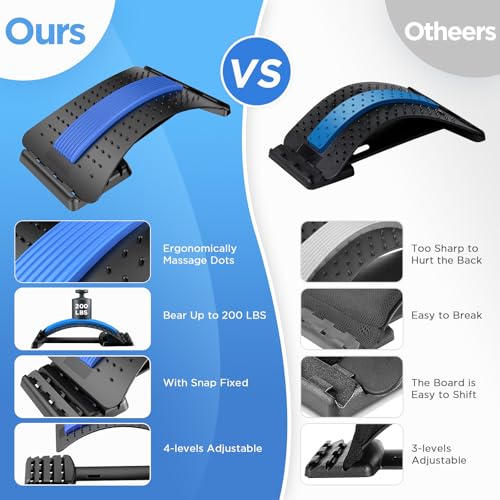 Back Stretcher for Lower Back Pain Relief, 4 Level Adjustable Lumbar Back Cracker Board, Back Cracking Device, Back Massager for Scoliosis, Spine Decompression and Lumbar Decompression(Black) - Image 5