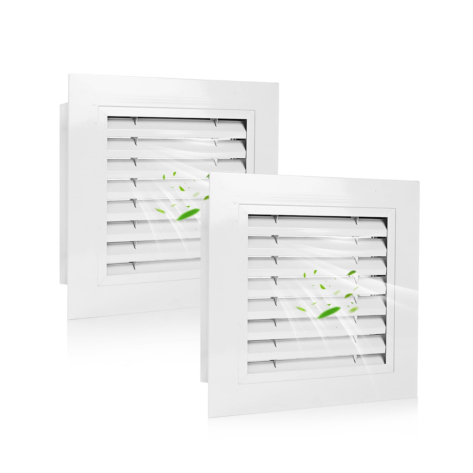 Lot de 2 grilles d'aération à pignon en aluminium de qualité supérieure de 35,6 x 35,6 cm avec écran, design à peindre – Idéal pour la ventilation du grenier et de l'abri de jardin, ouverture
