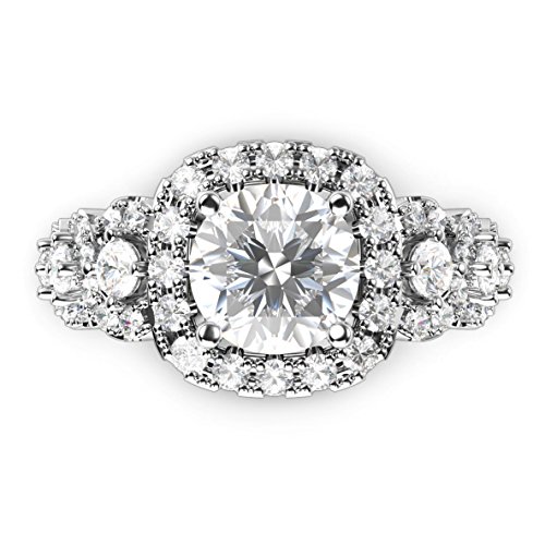 Metal Factory Sterling Silver 925 Round Brilliant CZ Cubic Zirconia Halo Engagement Ring3