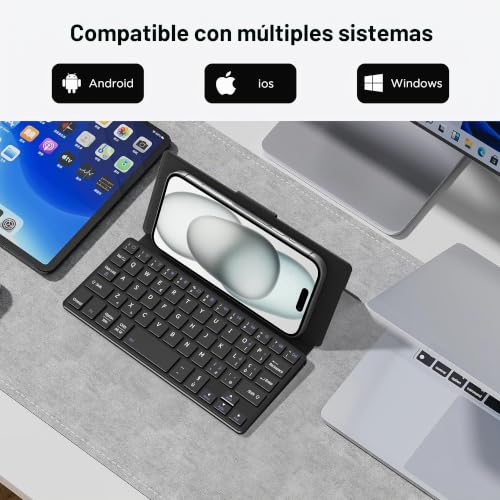 Teclado Bluetooth ultrafino CACOE para estudiar y trabajar con soporte de móvil integrado 2