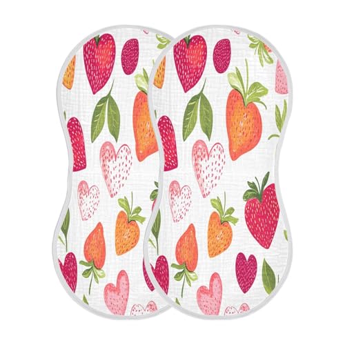 Strawberries and Hearts Burp Cloths Cotton Baby Washcloths,Large 22x11in Burping Cloth Absorbent and Soft for Newborn Baby Boys and Girls,1 Pack2