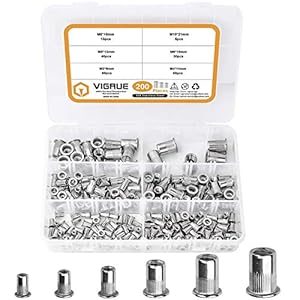 VIGRUE 200Stk Nietmuttern A2-70 Edelstahl Set