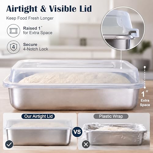 E-far Loaf Pan with Lids, 9 x 5 Inch Stainless Steel Bread Pans Set of 2 - image 4