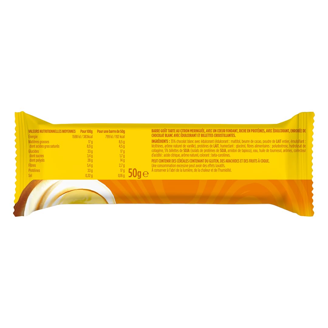 JOYFUEL Barre Protéinée Cœur Fondant Goût Tarte au Citron Meringuée 17g Protéines 12x50g