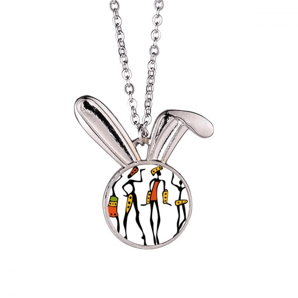 Collier avec pendentif lapin et totems noir afaboriginal de style ethnique - 5
