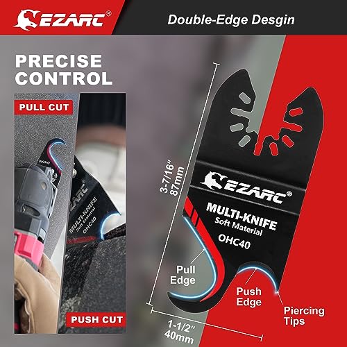 EZARC Multitool Sägeblätter Multi-Messer Hakenmesserklinge 3pcs zum Schneiden für weiche Materialien, Dachschindeln, PVC-Teppich und Pappe