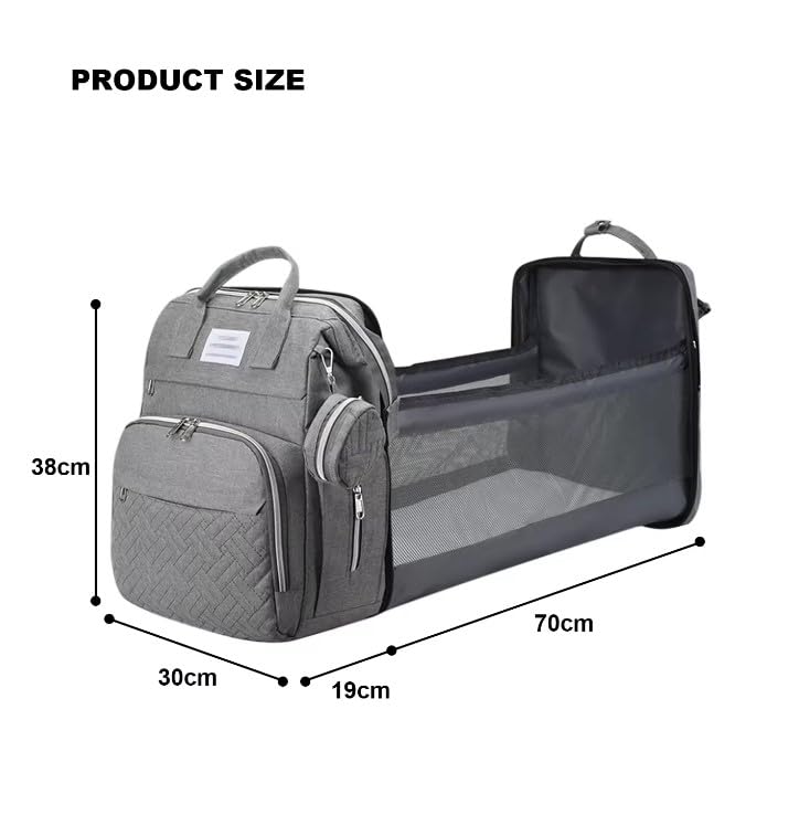 Image of Winnies Diaper Bag with Changing Station & Foldable Bassinet Diaper Backpack for Mom Travel Waterproof with Insulated Bottle Pockets Newborn Baby Bag for Hospital Bag for Delivery Women