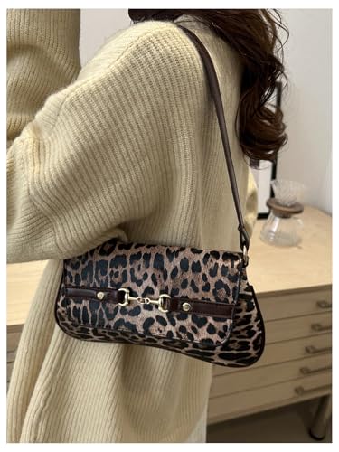 Women's Leopard Print Flap Shoulder Bags Cheetah Underarm Purses Vintage Magnet Handbag3