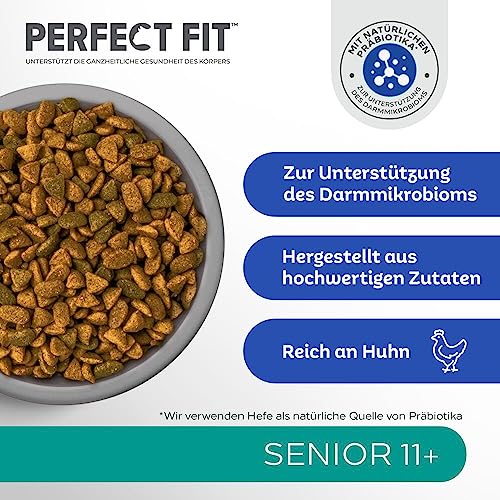 PERFECT FIT Senior Trockenfutter für ältere Katzen ab 11 Jahren - Huhn, 750g (6 Beutel)