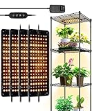 Barrina Ultra-Thin Grow Lights for Indoor Plants, 40W (4 x 10W) Full Spectrum LED Grow Light Panel with 3/6/12H Auto On/Off Timer, 3 Spectrum Modes, 7 Dimmable Levels for Seedlings, Greenhouse, 4-Pack