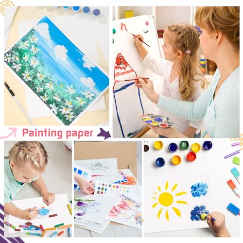 Image of 120 Sheets Watercolor Paper 8.5 x 11, 140 lb /300 GSM Cold Press Watercolor Paper Bulk White Water Color Paper for Kids Child Students Adults Artists Drawing