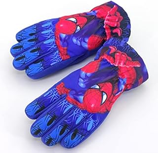 Kids Spiderman Snow Gloves Winter Ski Gloves wopin-Spiderman Thermal Warm Windproof Waterproof for Children Snowboarding Sledding Cycling Skiing Riding with Adjustable Cuffs