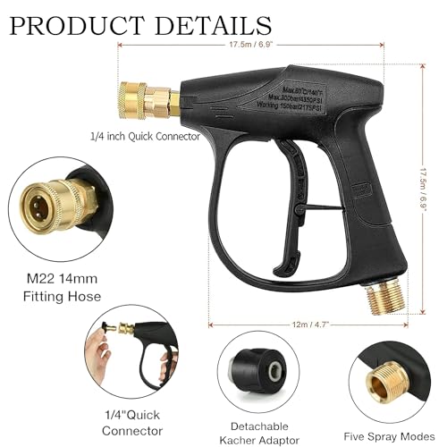 Image of CHAMSUREUK Car Washer High Pressure Gun Cordless Portable Wireless Pressure Washer Gun 48V 12000mah High Pressure Water Gun for Car Wash Bike Washing Cleaning| Adjustable Nozzle fbf (Black)