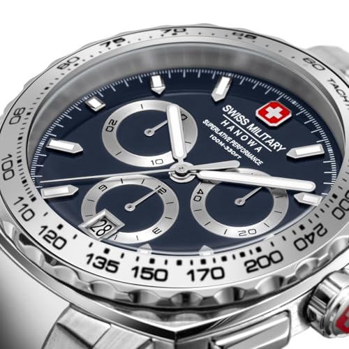 Image of SWISS MILITARY HANOWA Speedwell Blue Round Dial Swiss Made Chronograph Watch for Men | SMWGI0006803