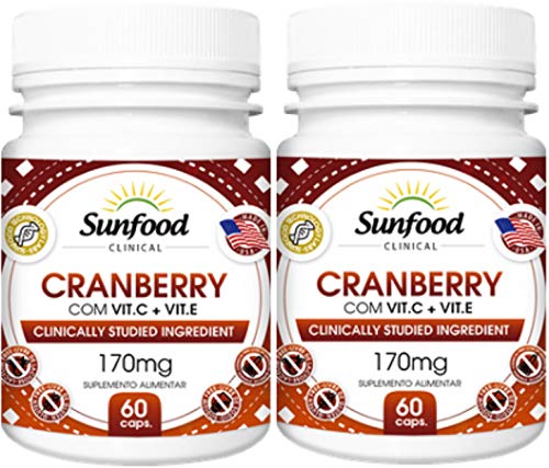 Cranberry Vitamina C Vitamina E Sunfood 60 Cápsulas Kit 2 Unidades