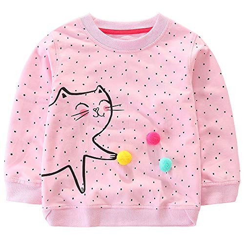 Bumeex Toddler Girls Cotton Crewneck Cute Sweatshirts 5t Light Pink