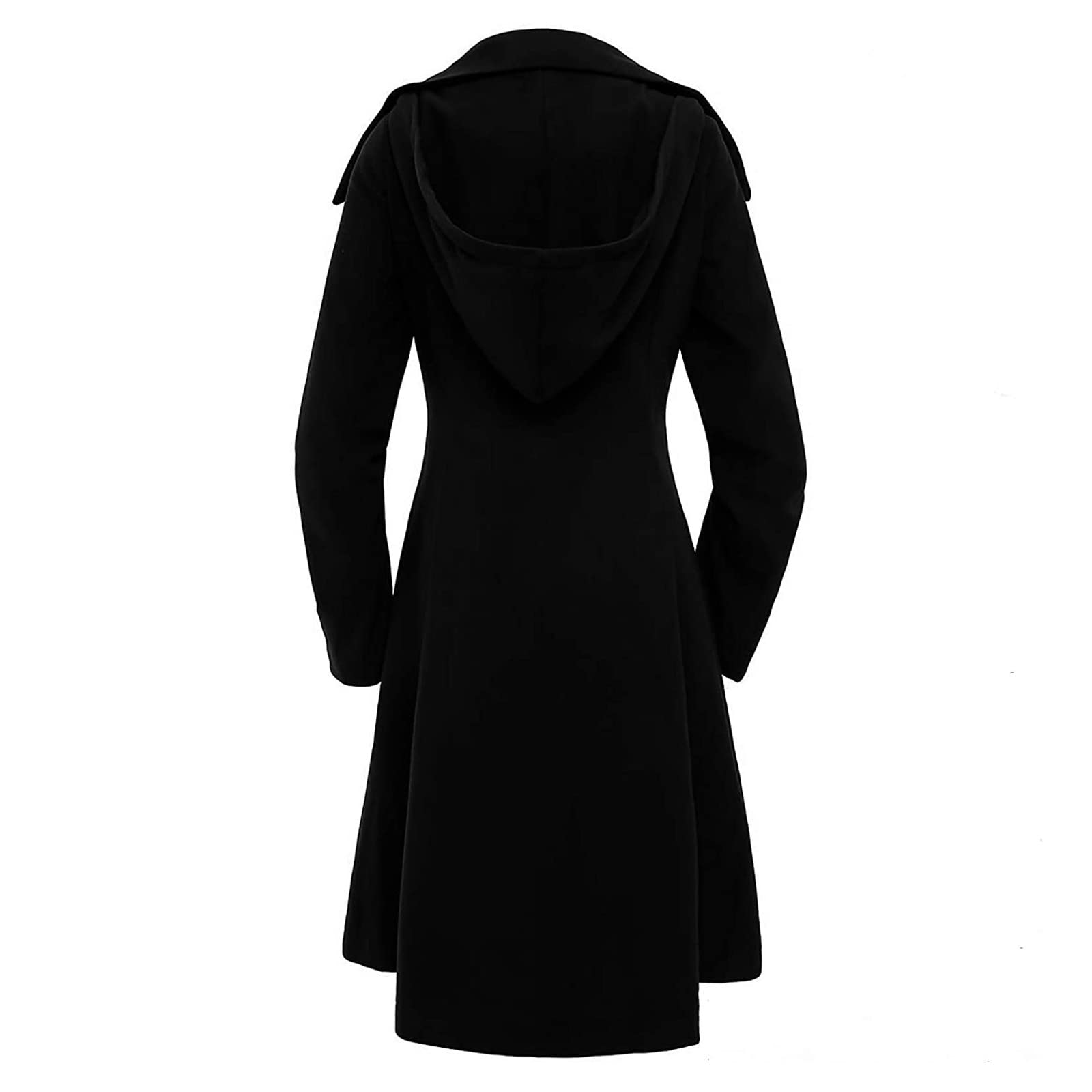 Generisch Wintermantel Damen Lang Wollmantel Warm Elegant Mantel Einfarbig Damen-Mäntel Mit Knöpfen Trenchcoat Winddicht Kapuzenjacke Langarm Winterjacke Dicke Vintage Jacke Winter Jacken Mit Kaputze