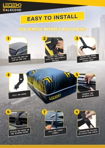 Ualegend Rooftop Cargo Carrier Bag Waterproof - 20 Cubic Feet Roof Rack Cargo Carrier For Sedan & Suv - Soft Shell Car Top Carrier Luggage Bag With Anti-Slip Mat, 8 Straps & 4 Hooks #TOP5