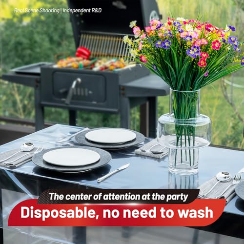 Image of Plastic Table Cloth, 310 Ft X 54 In Disposable Tablecloth Clear Table Cover Roll with Any Cut Sliding Cutters Premium Clear Plastic Tablecloth for Picnics, Parties, Birthdays, Weddings Weddings