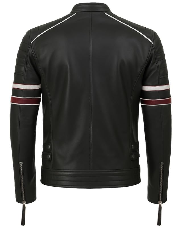 Decrum Leather Jacket Men - Real Lambskin Cafe Racer Style Casual Leather Jackets For Mens4