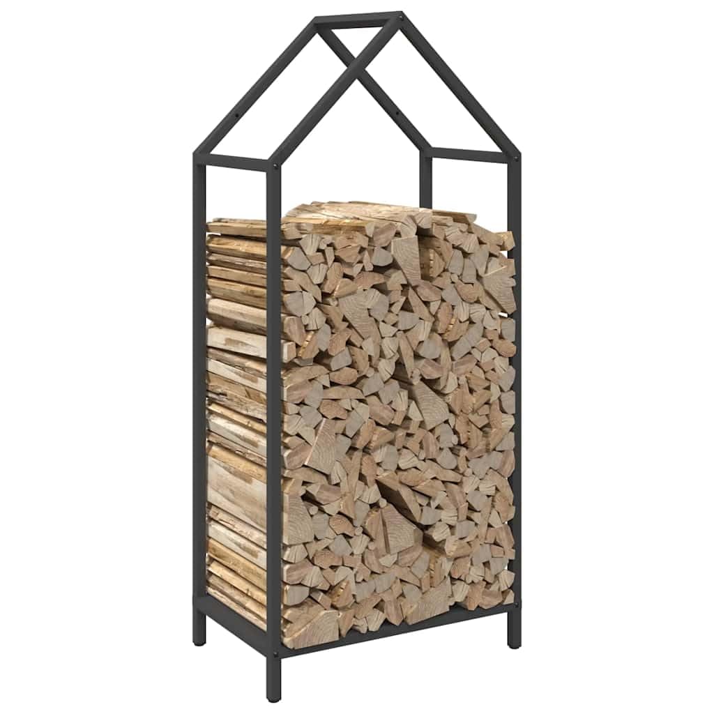 Mangloder Brennholzregal Schwarz aus kaltgewalztem Stahl 40 x 25 x 90 cm, Holzlager für Kamin und Ofen, 100 kg Traglast, für Aufbewahrung, Trocknen, Ordnung im Wohnzimmer, Garten, Terrasse