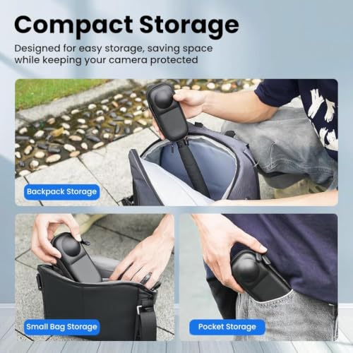 Image of Action Pro Carrying Case Compatible with Insta360 X4 /X5 (Fits Original Lens Cap), Hard Shell Portable Storage Bag, Shockproof Travel Protective Case with Carabiner, Black