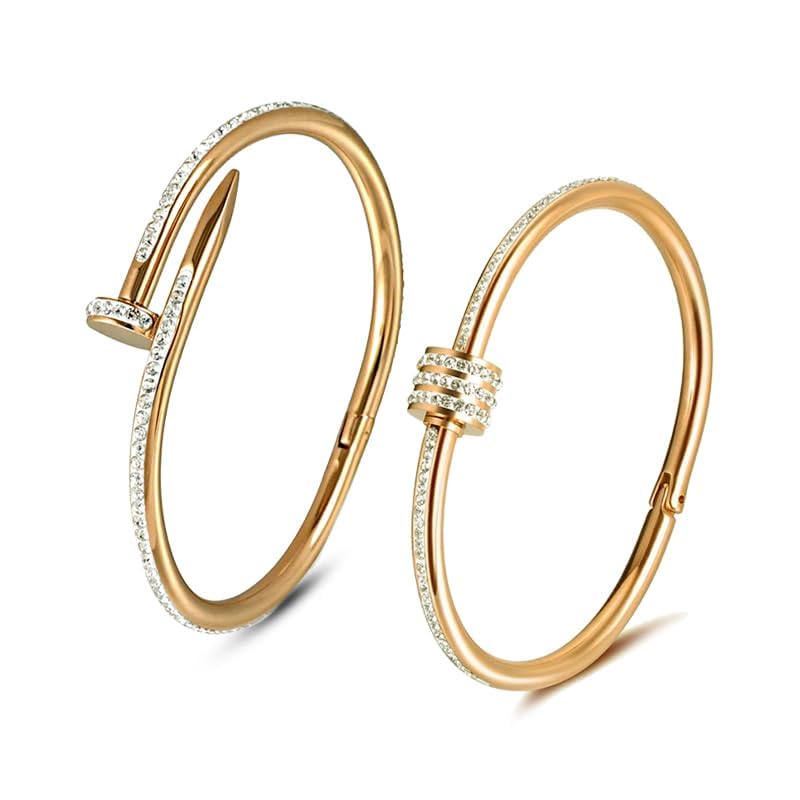 bracelet for women Stylish Bangles for women Adjustable Anti Tarnish Bracelet for girls rose gold Kada for Women Accessories Anti Tarnish Jewellery Stainless Steel Cuff Bracelet gifts Combo