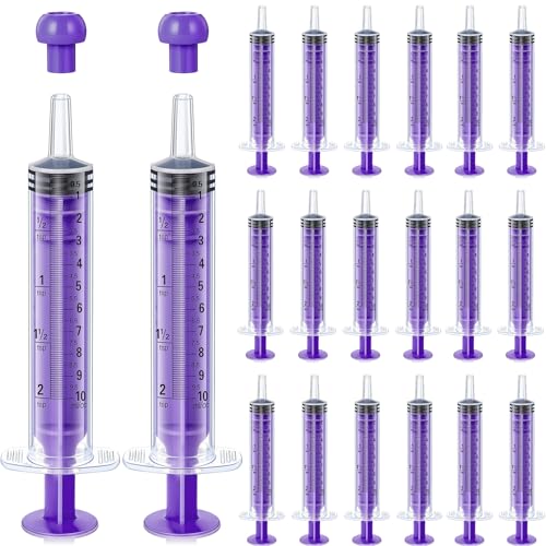 TrelaCo 20 Pack 10ml Oral Syringes with Cap Plastic No Needle, Purple