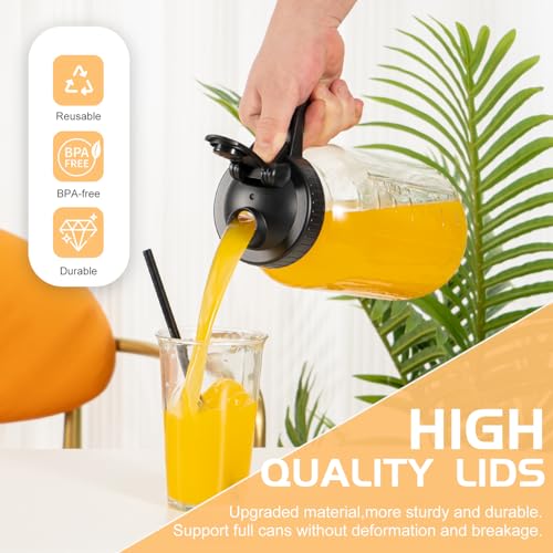 Mason Jar Flip Cap Lid, Airtight LeakProof Seal, Wide Mouth, Black