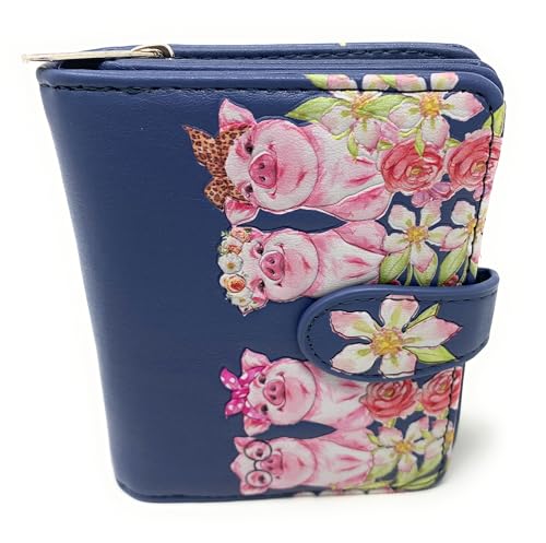 Shag Wear Piggies at Market Small Pig Wallet for Women and Teen Girls Vegan Faux Leather Grey 4.5