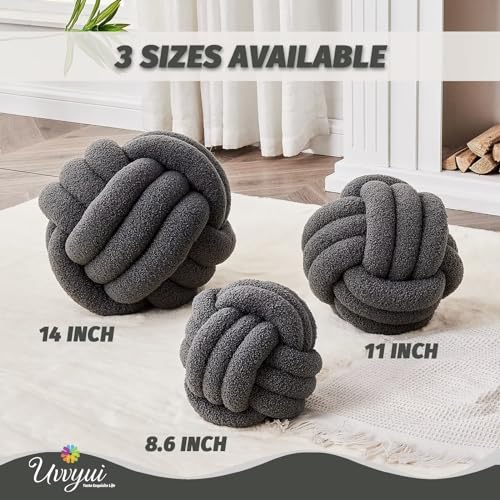 Image of Uvvyui Knot Pillow Ball, Soft Home Decorative Pillows, Round Throw Pillow, Handmade Knotted Plush Pillow, Round Boucle Pillow Cushion (8.6 Inches Dark Gray)