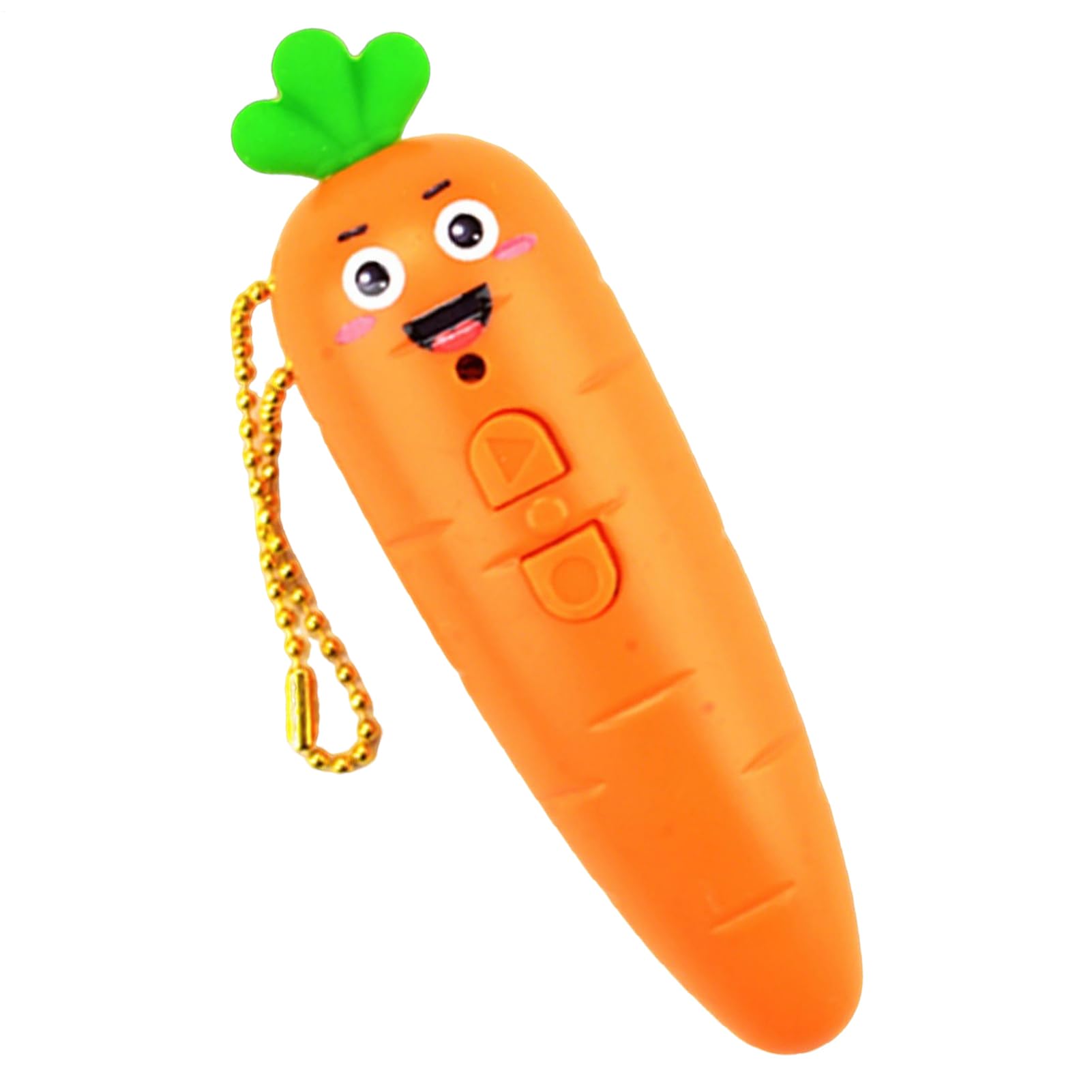 Tragbares Diktiergerät, lustiges Kinder-Audio, 7,6 x 2,5 cm Recorder mit Wiedergabe, Sprachgerät mit Schlüsselanhänger-Clip, Schulbedarf mit Karotten-Design, Audio-Gadget für Rucksacktasche
