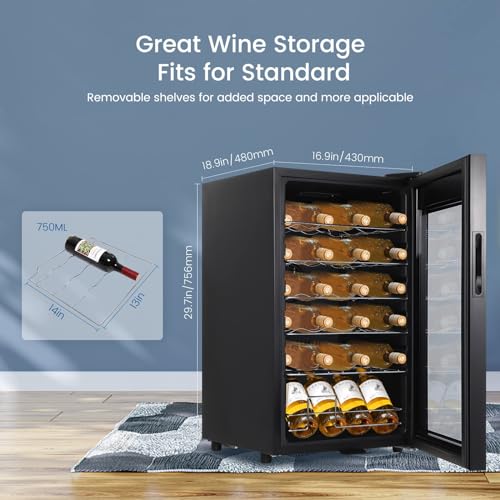 Wine Cooler Refrigerator, Freestanding Compressor Wine Chiller, Beverage Wine Fridge with Digital Temperature Control Glass Door for Red White Wine, Beer, Champagne