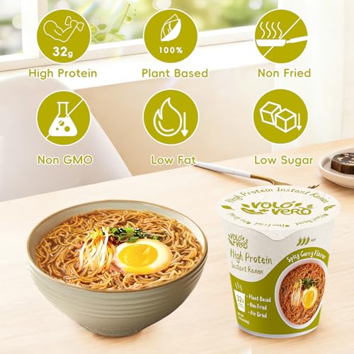 Image of VOLO VERO High Protein Instant Ramen Noodles Cup, Spicy Curry, 32g Protein