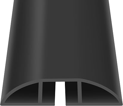 Floor Cable Protector, Black PVC Cable Covers for Wires Floor Cord Hider with Pre-Split Channel, 2M Wire Cover for Indoor Office Home Carpet Extension Cable Tidy Mat