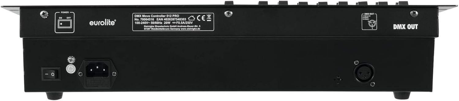 Bag view of Eurolite DMX Move Control 512 PRO showing power inlet and DMX output